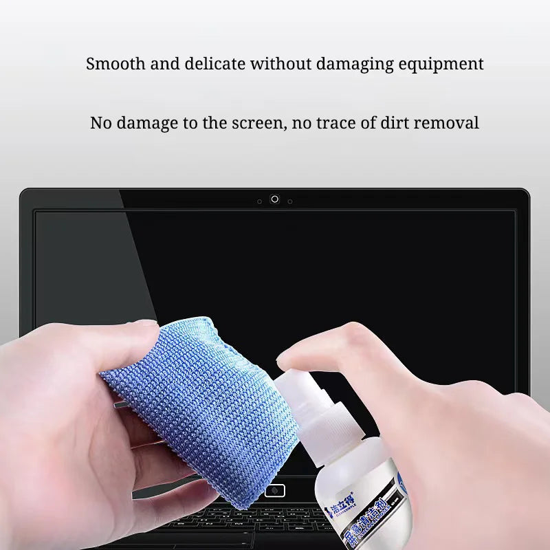 Kit de Limpieza para Pantallas LCD con Spray 100 ml, Paño de Microfibra y Cepillo para Computadores y Celulares