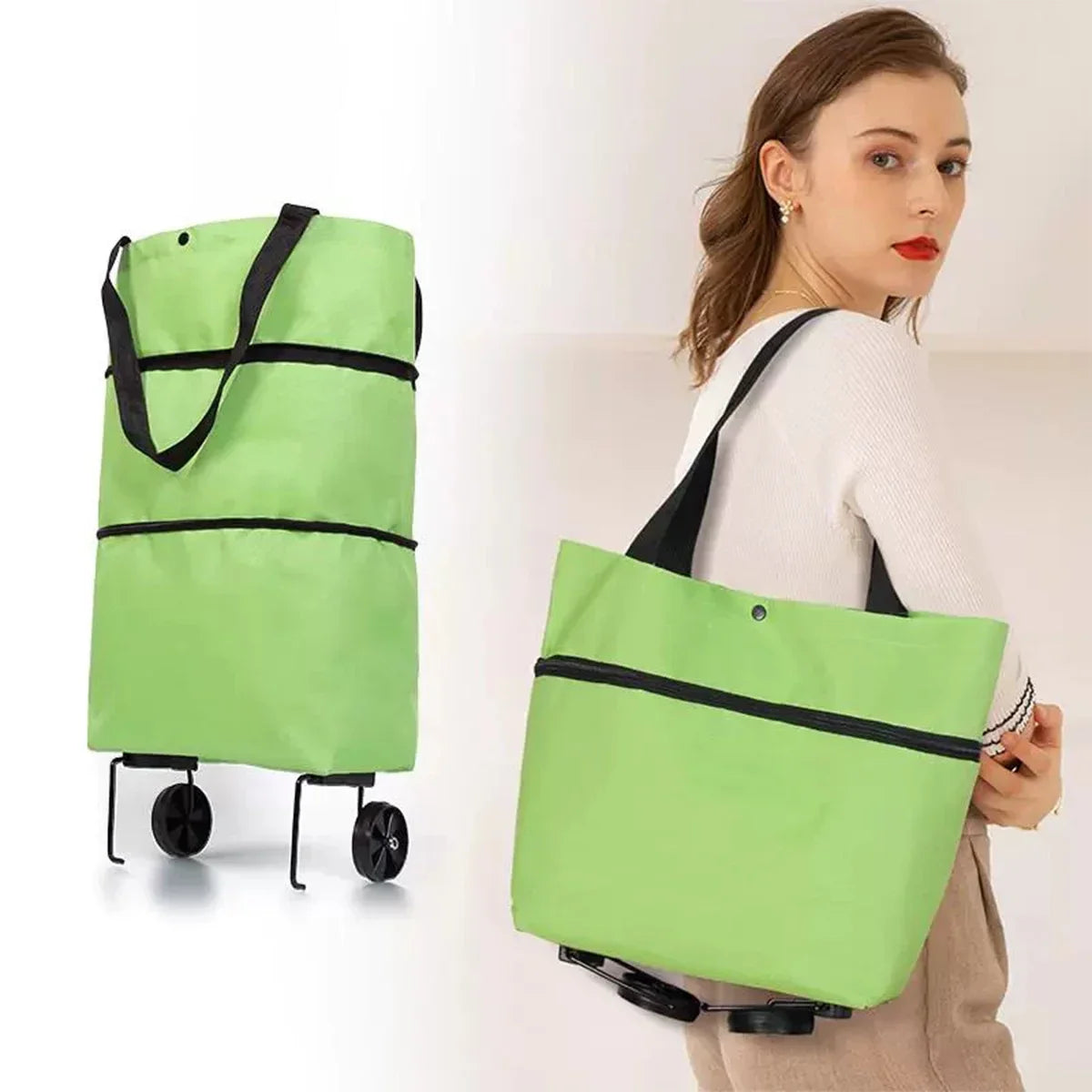 Bolsa Plegable con Ruedas para Compras – Carrito Reutilizable de Tela