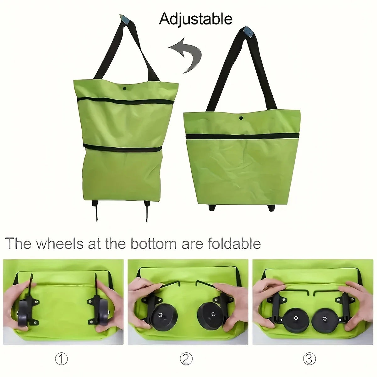 Bolsa Plegable con Ruedas para Compras – Carrito Reutilizable de Tela