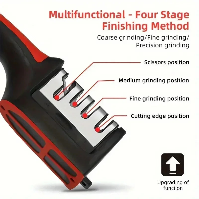 Afilador de Cuchillos de Cocina Profesional de 3 Etapas en Acero Inoxidable