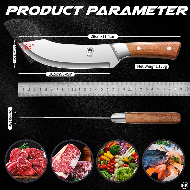 Cuchillo Curvo de Acero Inoxidable para Corte y Desposte Preciso