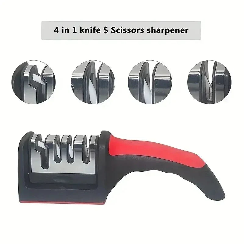 Afilador de Cuchillos de Cocina Profesional de 3 Etapas en Acero Inoxidable