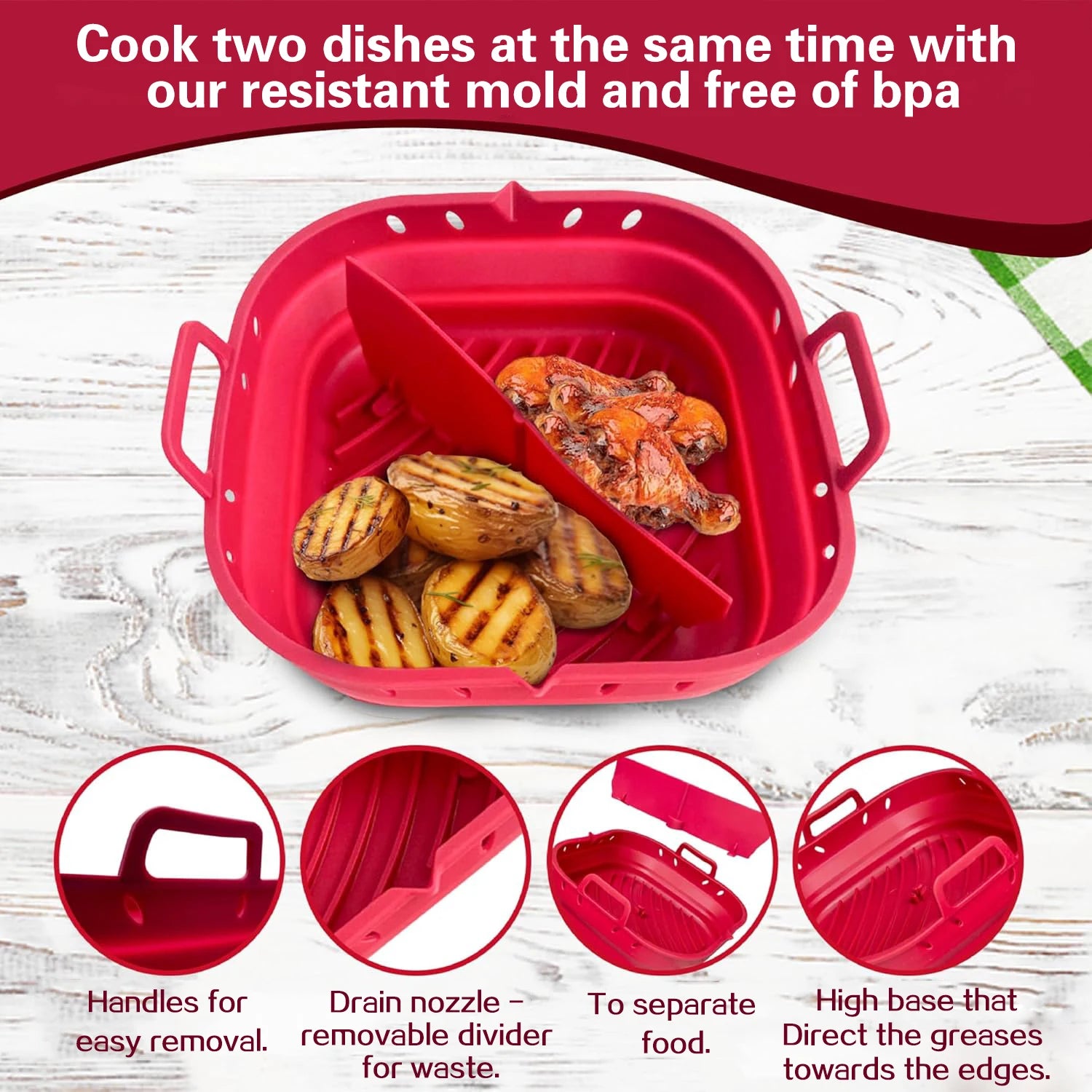 Juego de Accesorios para Freidora de Aire con Cesta de Silicona 20–23 cm