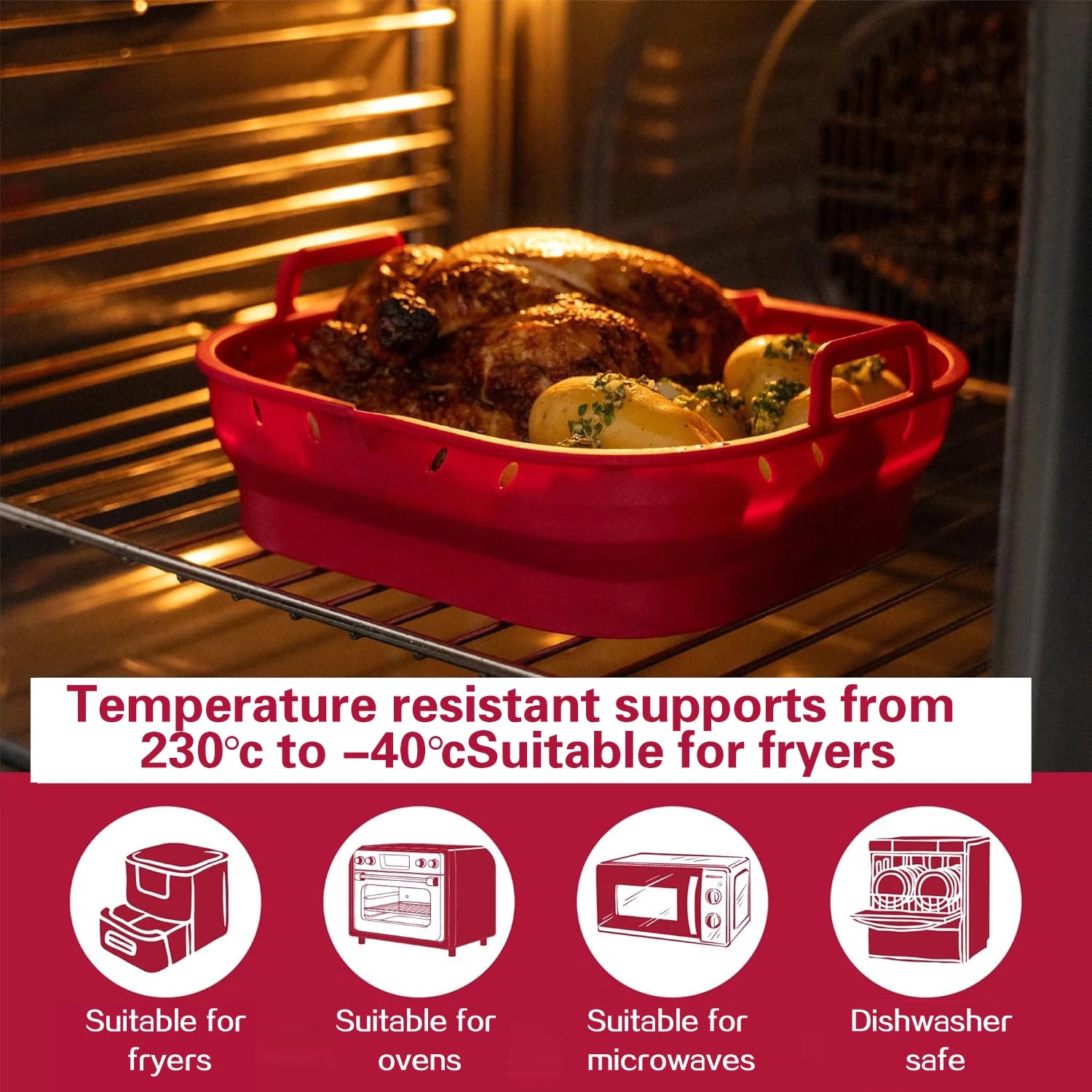 Juego de Accesorios para Freidora de Aire con Cesta de Silicona 20–23 cm