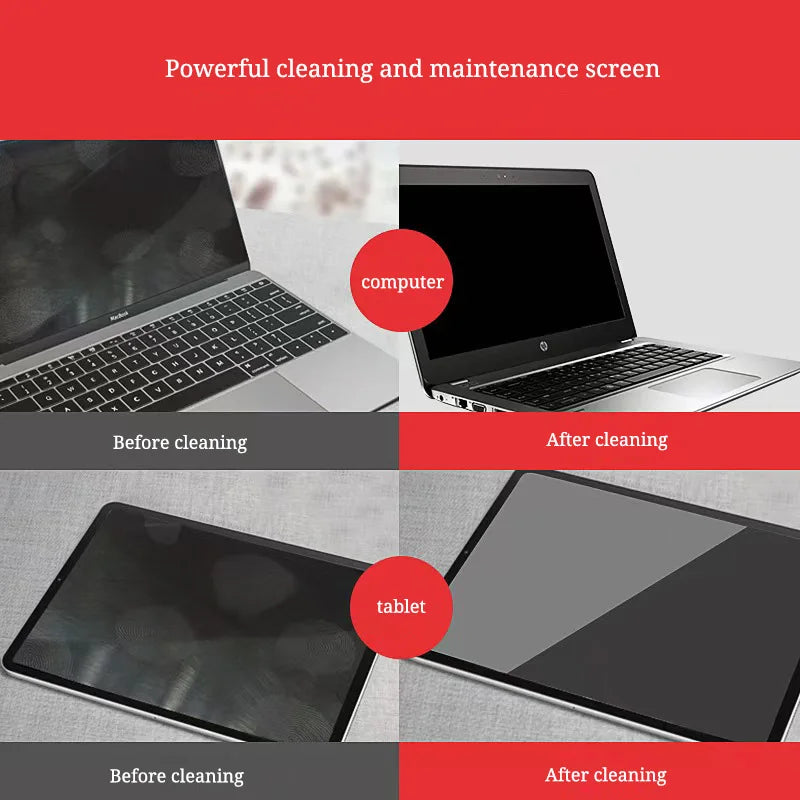 Kit de Limpieza para Pantallas LCD con Spray 100 ml, Paño de Microfibra y Cepillo para Computadores y Celulares