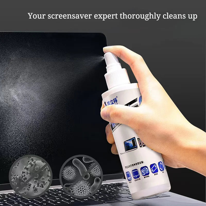 Kit de Limpieza para Pantallas LCD con Spray 100 ml, Paño de Microfibra y Cepillo para Computadores y Celulares