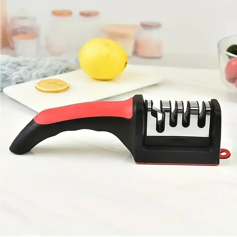 Afilador de Cuchillos de Cocina Profesional de 3 Etapas en Acero Inoxidable